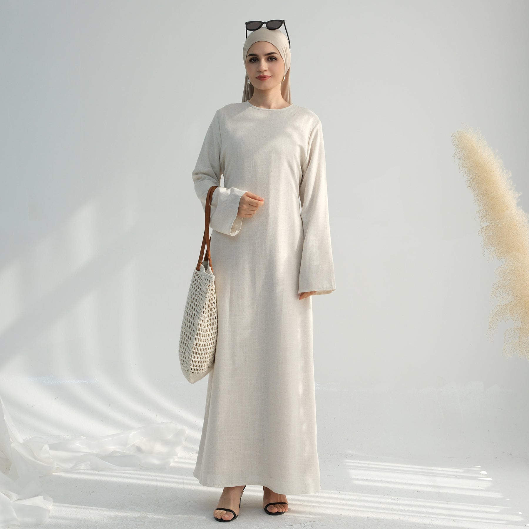 PREMIUM COTTON MAXI DRESS BEIGE