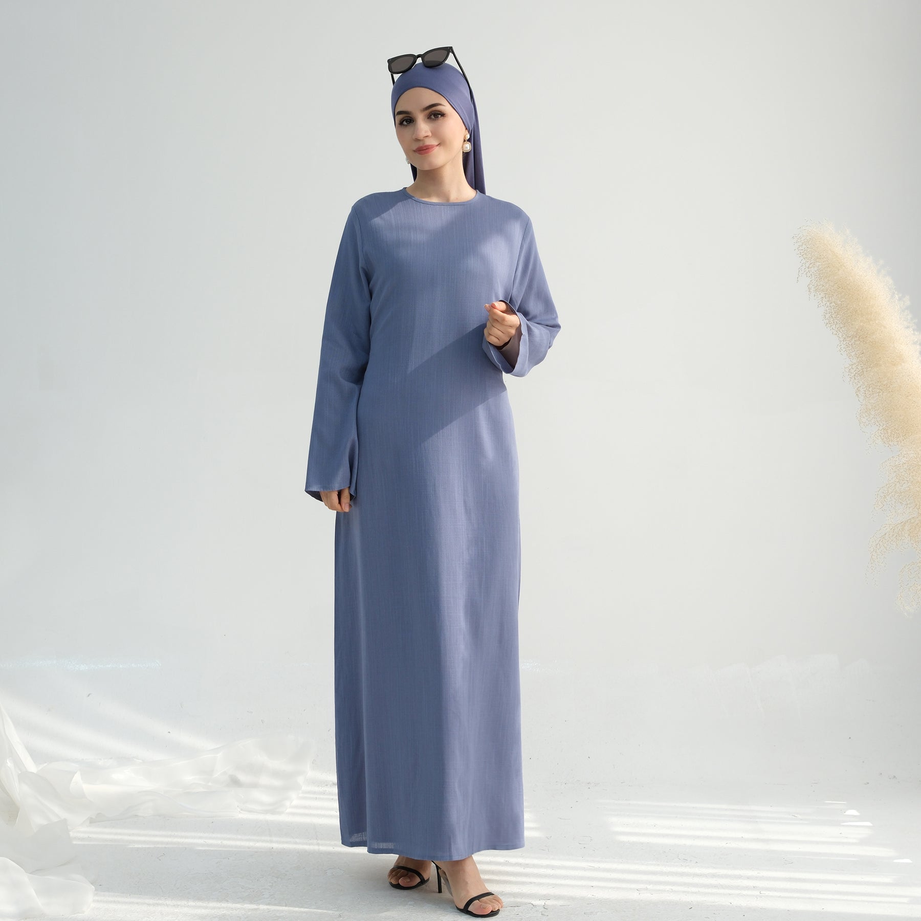 PREMIUM COTTON MAXI DRESS BLUE
